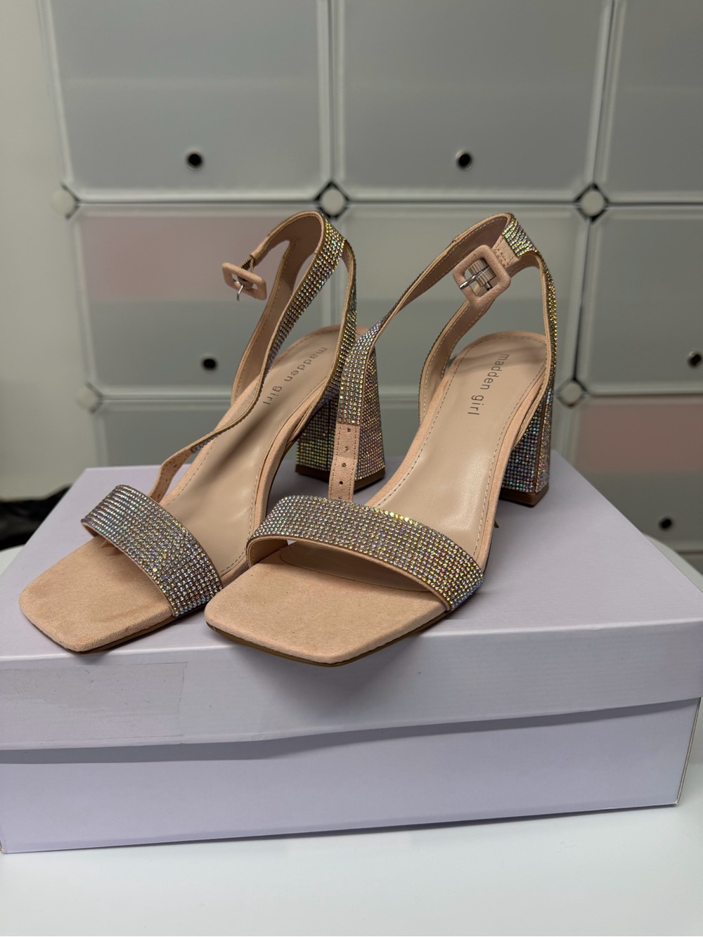 Madden Girl Rhinestone Block Heels